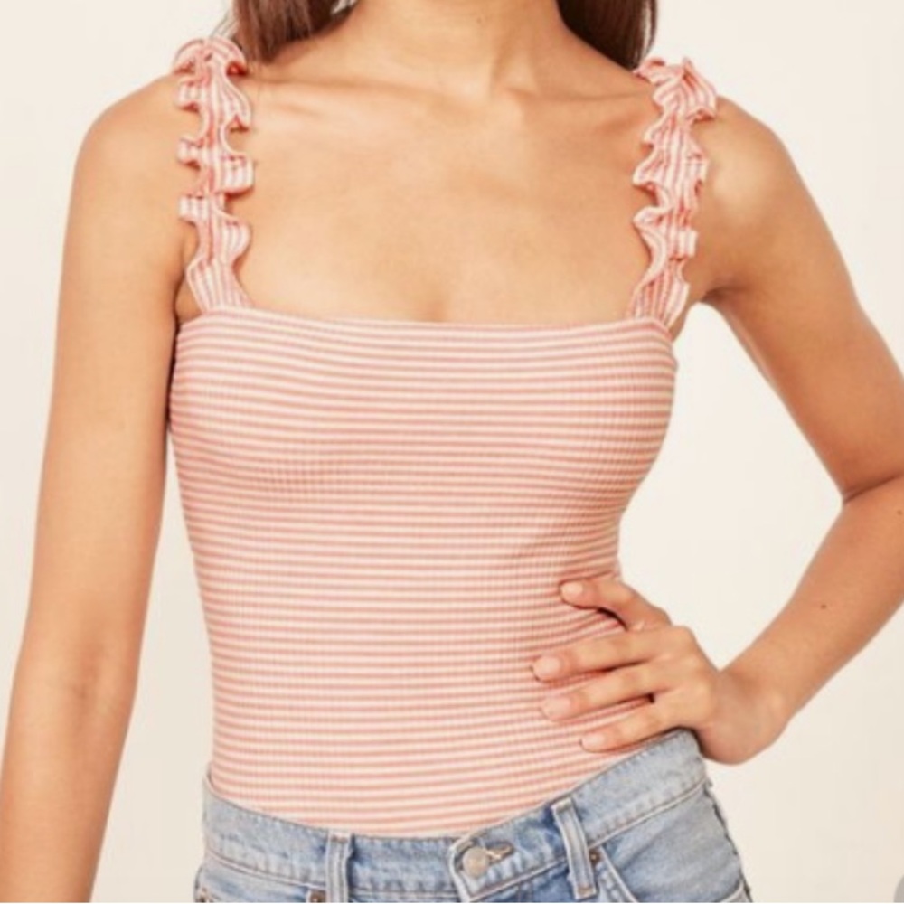 EUC Reformation Hampton Stripe Bodysuit | Large